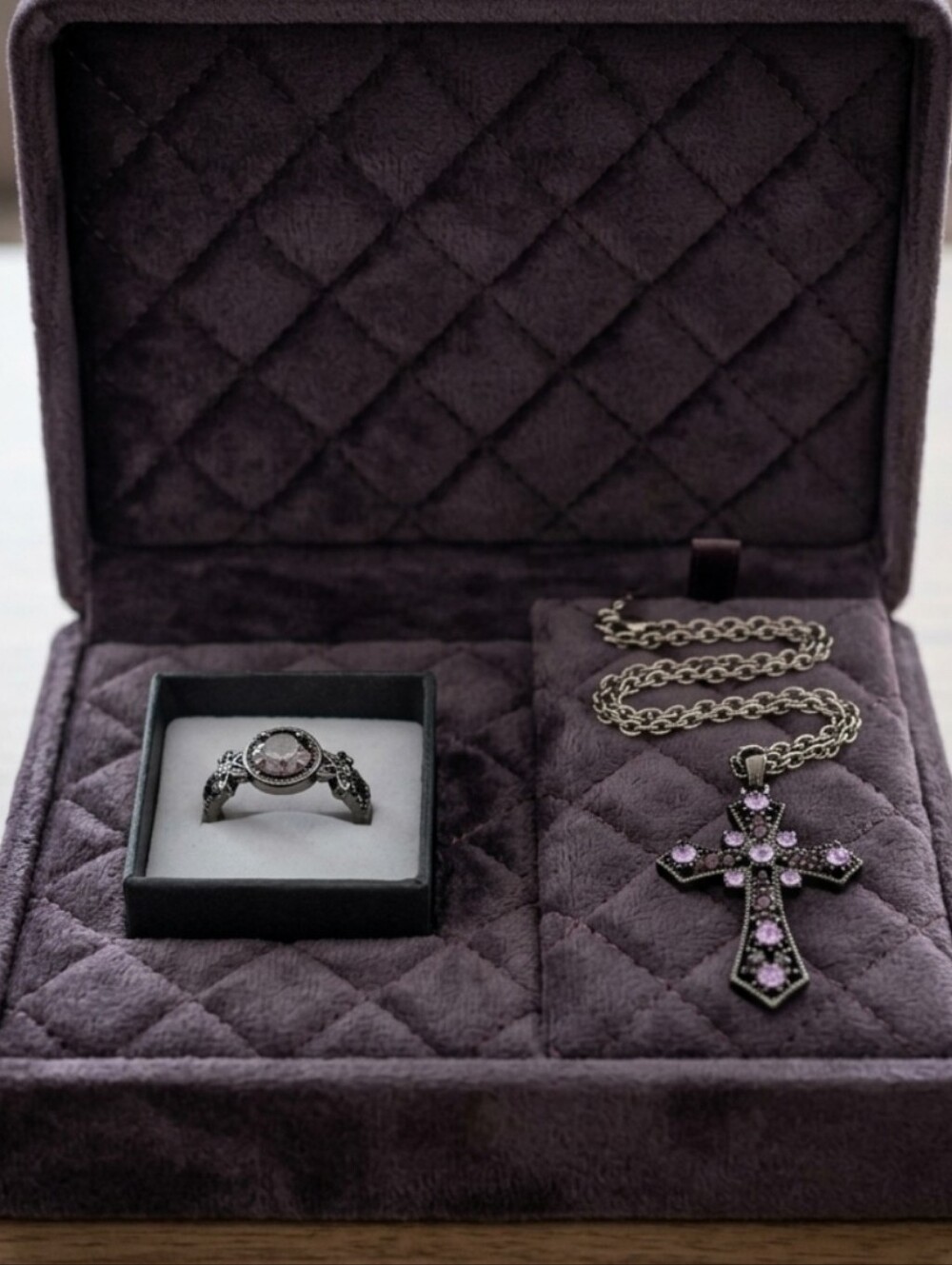 Brand New Romantic Goth Purple Gemstone Jewelry Set